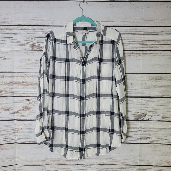 🍂ANN TAYLOR LOFT Windowpane Plaid Tunic 🍂 - Picture 2 of 4